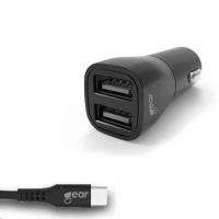 Billaddare, 2xUSB-A, inkl. USB-C kabel