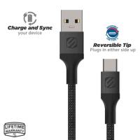 Ladd/synkkabel, flätad, USB-A till USB-C