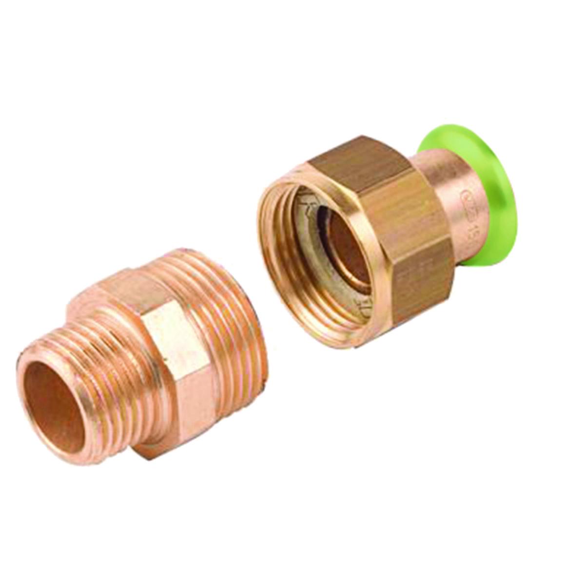 Union coupling brass with ext thread Type M Copper, a-collection - 42XR40 UNION THREAD CU M A-PRESS-MALE THREAD