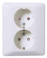 Wall socket 2-way socket, low profile flush-mounted 16A