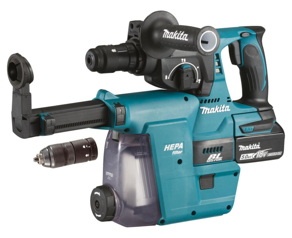 Rotary Hammer Makita DHR243RTJW - ROTARYHAMMER MAKITA DHR243RTJW 18V.2X5.0AH.HEPA.BL-M.MAKPAC