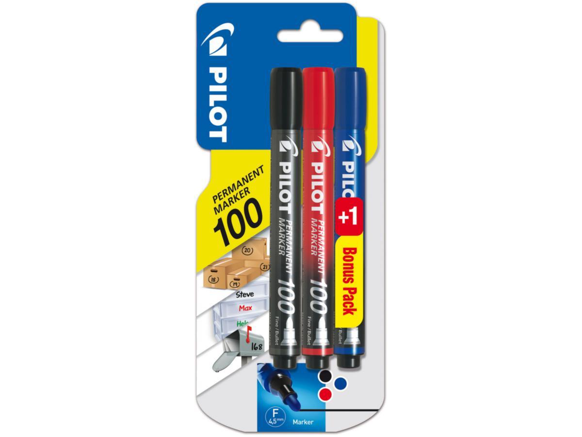 Märkpenna Pilot Marker 100/400 - MÄRKPENNA MARKER 100 SV RÖ BL PERMANENT MARKER 100 SV RÖ BL