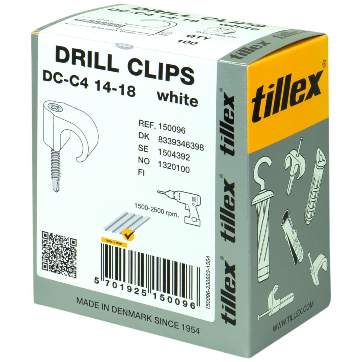 Screw clamp DC with plate screw PH2 C4 - DRILLCLIPS DC 14-18 WHITE PH2