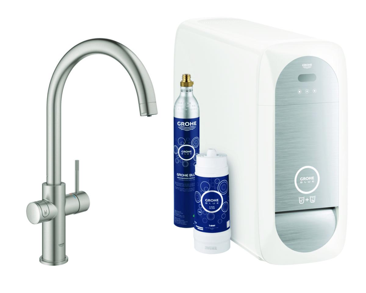 Köksblandare Blue Home ettgrepp kök, Grohe - GROHE BLUE HOME ETTG KÖK C-PIP 31455DC1. SUPERSTEEL