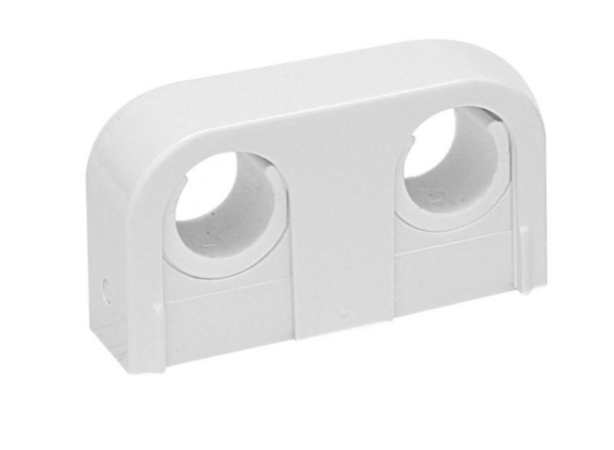 Plastic clamp double type Falu Snap, Faluplast - PIPE CLAMP DOUBLE 18/22 MM SNAP COVER WHITE 40cc FP14010