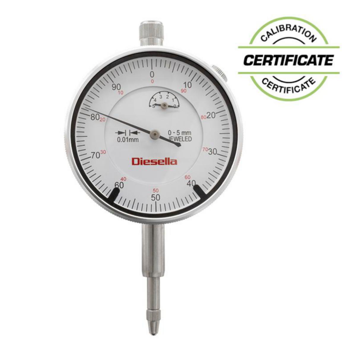 Mätur Diesella DIN 878 inkl. cert - MÄTUR DIESELLA M/CERT 0-5X0,01MM DIN878 PLATT BAKSID