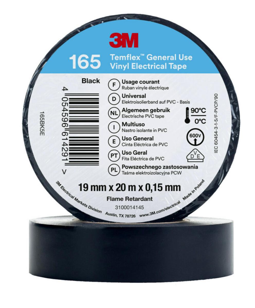 Tape T165 - Temflex 165 19mm x 20m Black 3M™ Temflex™ Vinyl Electrical
