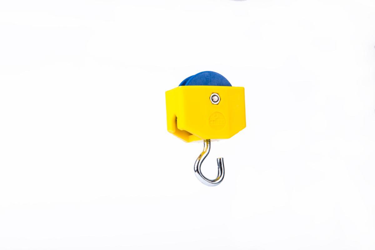 Cable trolley with hook/ball link, for wire, one or two wheels - CABLE TROLLEY WITH 1 WHEEL 6MM
