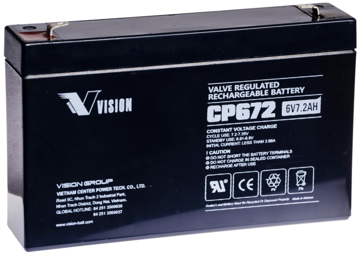 Blybatteri Vision Vrla - BATTERI VRLA 6V 7,2AH VISION CP672