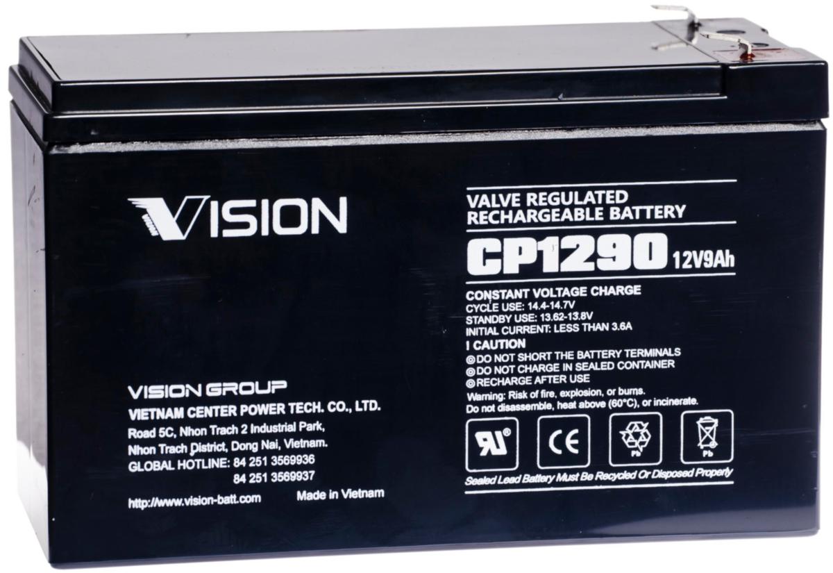 Lead Acid Battery Vision Vrla - BATTERY VRLA 12V 9AH VISION CP1290