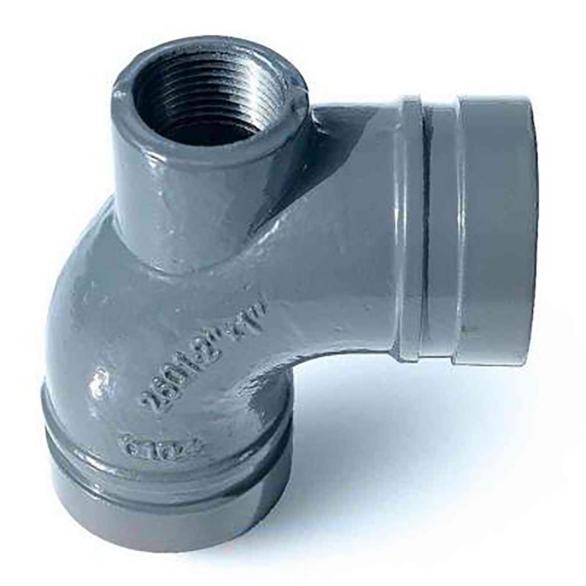 Drain bend 90º Grooved with branch, Galv - Grooved derain galv 90° elbow DN100