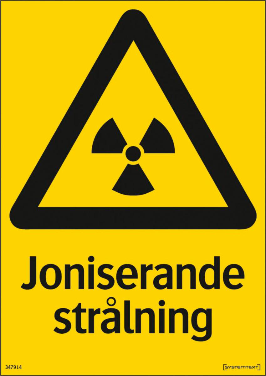 Varningsskyltar "Fara" - JONISERANDE STRÅLNING HÅRDPLAST 210X297 MM
