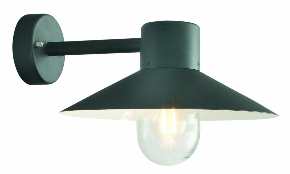 Väggarmatur Lund 290 IP 54 Klass II i galvat eller lackerat stål - VÄGGARMATUR 290 LUND SVART 60W E27 IP54