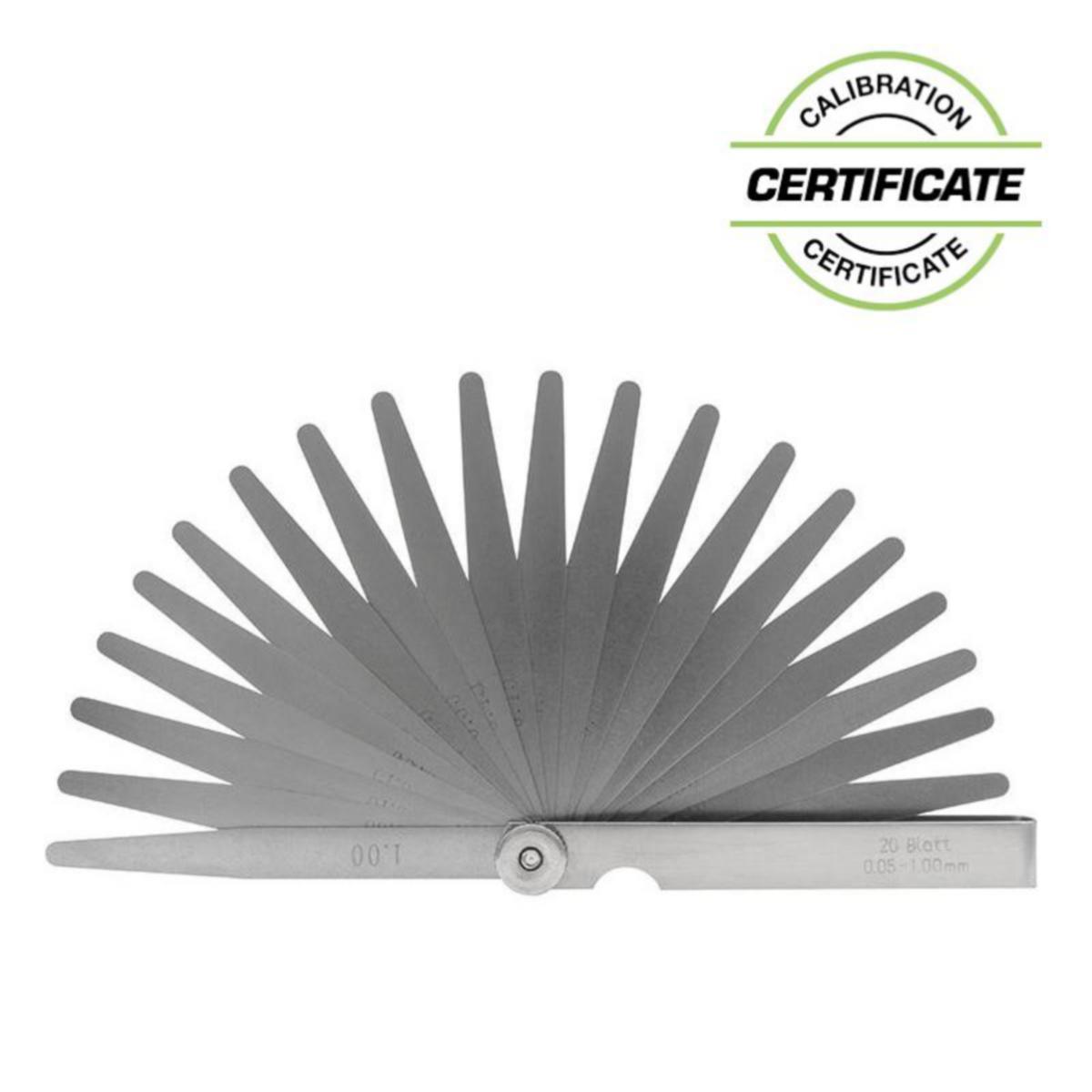 Slitsmått Diesella konisk rundad m certifikat - SLITSMÅTT DIESELLA M/CERT 0,05-1,00MM 100MM KONISK 20BL