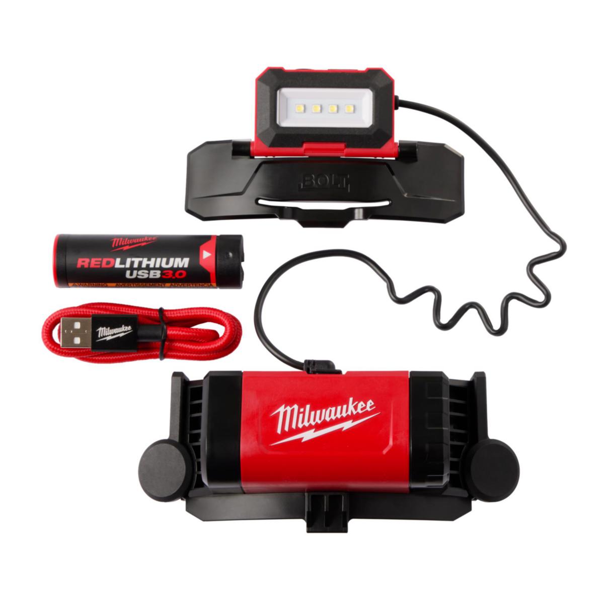 Headlamp Milwaukee L4 Bolt HL-301 - HEADLAMP MILWAUKEE L4 BOLTHL 301, 1X3,0 USB BATTERY,C-CABLE