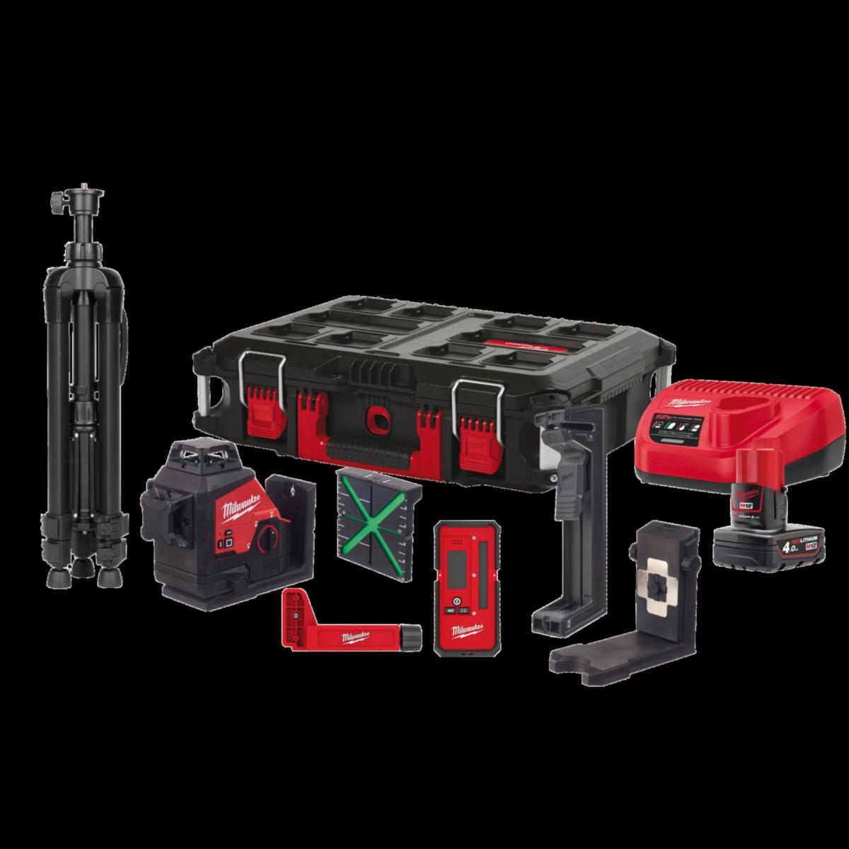 Three-Plane Laser Milwaukee M12 3PLKIT-401P - 3-PLANE LASER MILWAUKEE M12 3PLKIT-401P,1 X 4,0AH+CHARGER