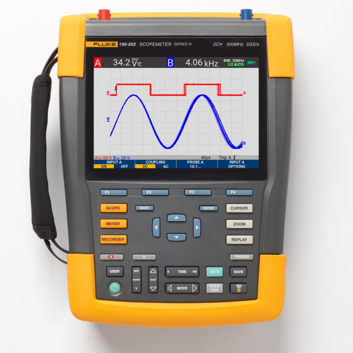 Bärbara oscilloskop, ScopeMeter 2-kanaler - SCOPEMETER 2KANALS 500MHZ FLUKE-190-502-III