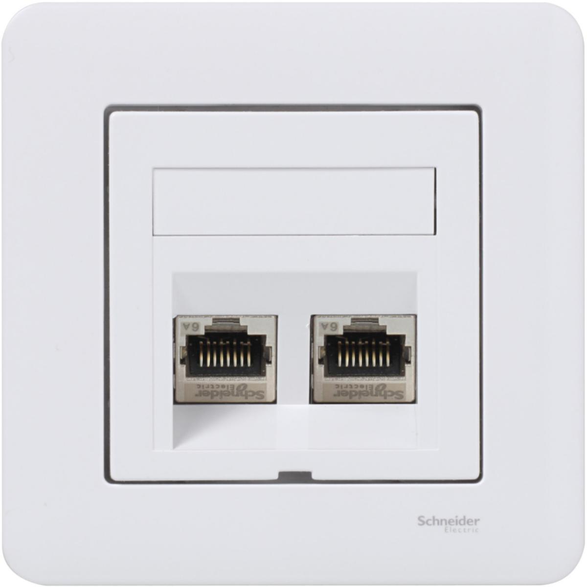 Complete module socket Exxact 2xC6A STP, Schneider - MOD-PL EXX RAM 2XK6ASTP VI WH WDE002438 VINKLAD