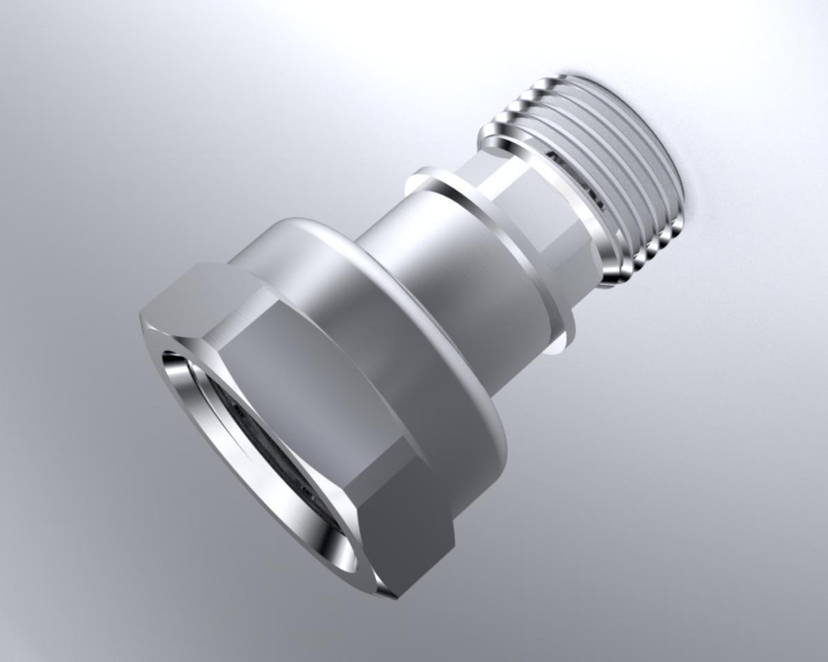 Straight coupling with play nut x ext. thread Chrome, Ezze - EZZE COUPLING STRAIGHT G10 MALE X G15 LOOSE NUT