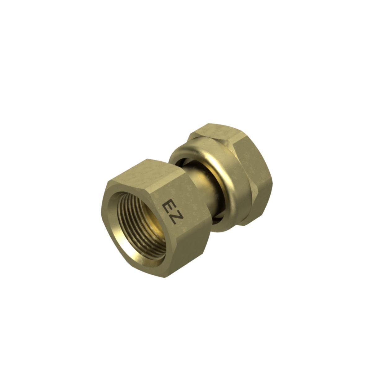 Straight coupling with swivel nut x female thread Yellow, Ezze - EZZE SWIVEL NUT CONN. STRAIGHT G15 FEMALE X G20 NUT
