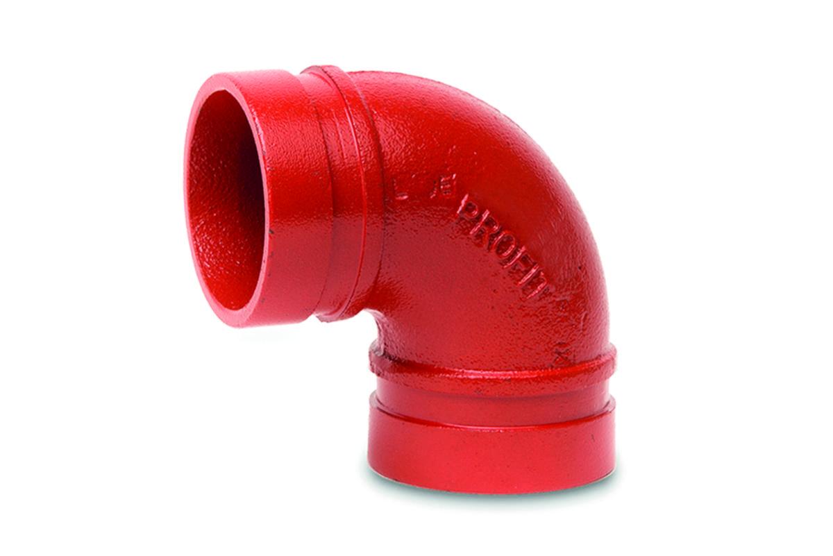 Grooved red 90° elbow dn40 - grooved bend 90º, red | Ahlsell