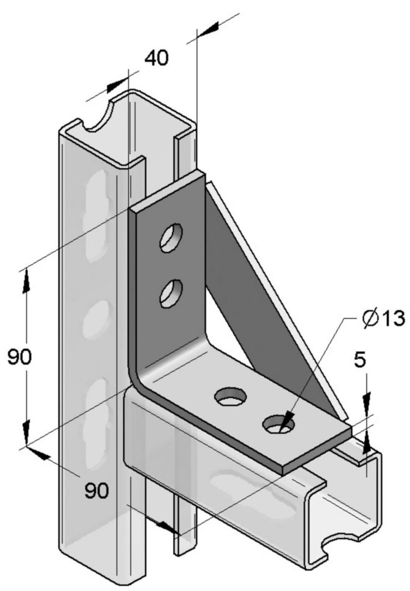 Mounting Bracket, MEFA - EF 4-HOLE KNOT TRIANGLE 40/5 ANGLE A4. ERGOFAST
