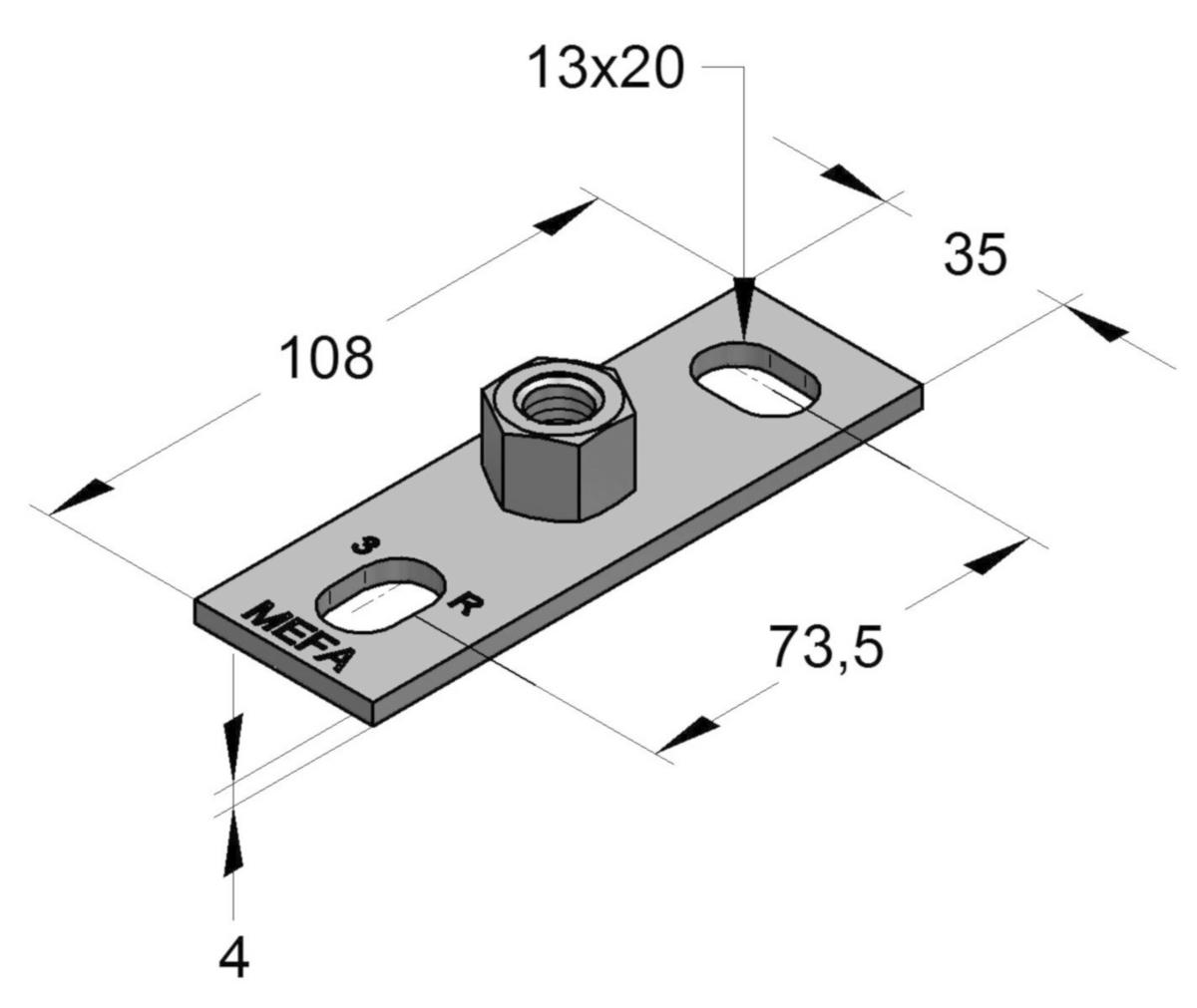 Base plate for EF Stex FZB, MEFA - EF BASE PLATE M8/M10 BASEPLATE. ERGOFAST