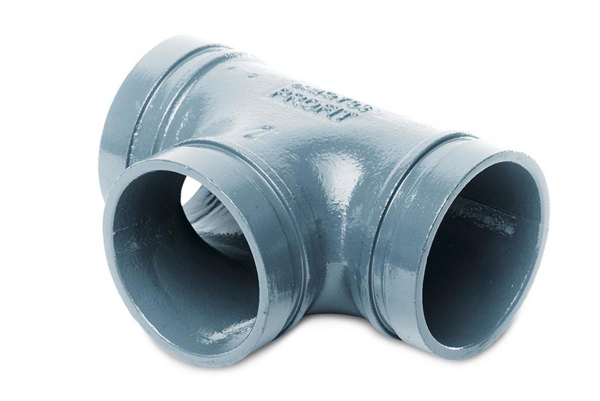 Grooved straight tee, Galvanized - Grooved galvanized Tee fitting DN50