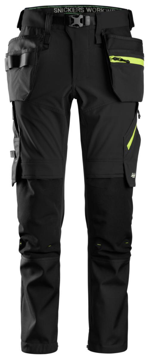 Softshellbyxa Snickers 6940 Flexi Work - SOFTSHELLBYXA SNICKERS 6940 SVART/GUL FW HF STL 100