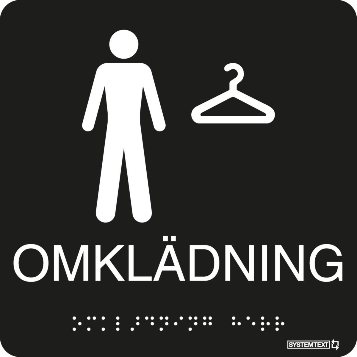 Taktilskyltar "Övrigt" - SKYLT TAKTIL OMKLÄD HERR SVART OMKLÄDNING