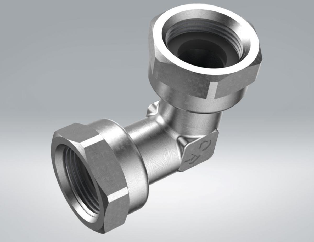 Angle coupling with 2 swivel nuts Chrome, Ezze - Elbow