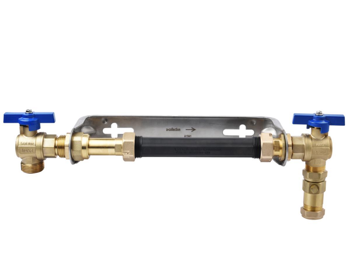 Water meter coupling 190-220 mm, lead-free, a-collection - WATER METER CONSOLE 190-220MM G25X22MM LEADFREE, CHECKVALVE