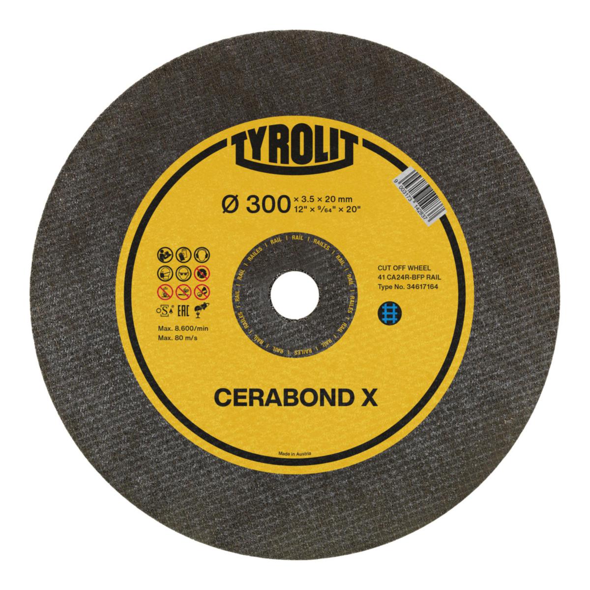 Kapskiva Tyrolit Cerabond X Räls - KAPSKIVA TYROLIT RÄLS CERABOND X 400X4,3X25,4