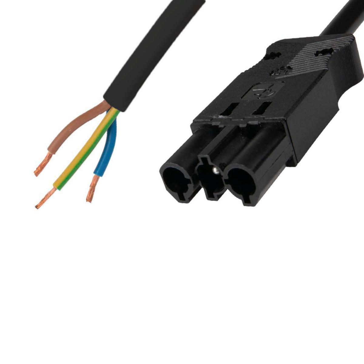 Connection cable 3-pole 1.5mm² male-free DCA, black - Cable 3p 1,5mm²2m ma-free HF b