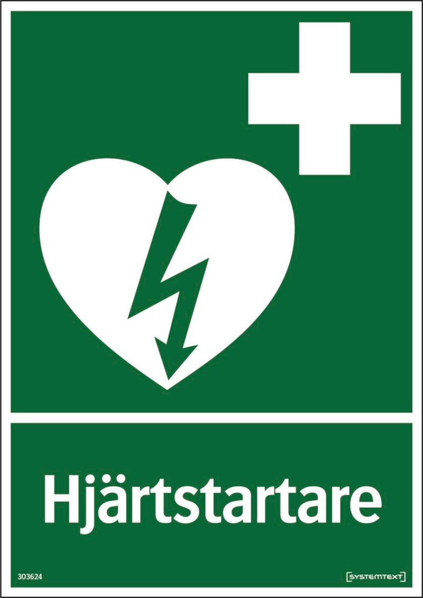 Nödskyltar "Första hjälpen" - SKYLT HJÄRTSTARTARE DUBBELSID 210 X 297 MM HÅRDPLAST