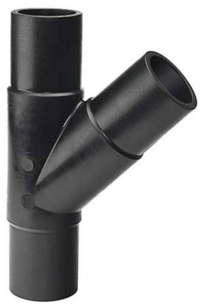 T-pipe 45° GF, injection molded, extended, PE100 PN16 SDR11 - 63 T-PIPE 45° PE100 PN16 SDR11 INJ. MOLDED, EXTENDED