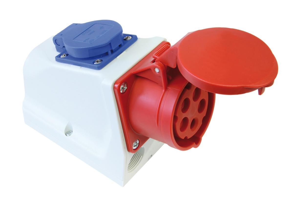 Vägguttag Basic typ UI+RU/UIF med Schuko 16A - VÄGGUTTAG M SCHUKO PLINT 5P UI 416-6 S+ RU/UIF-P