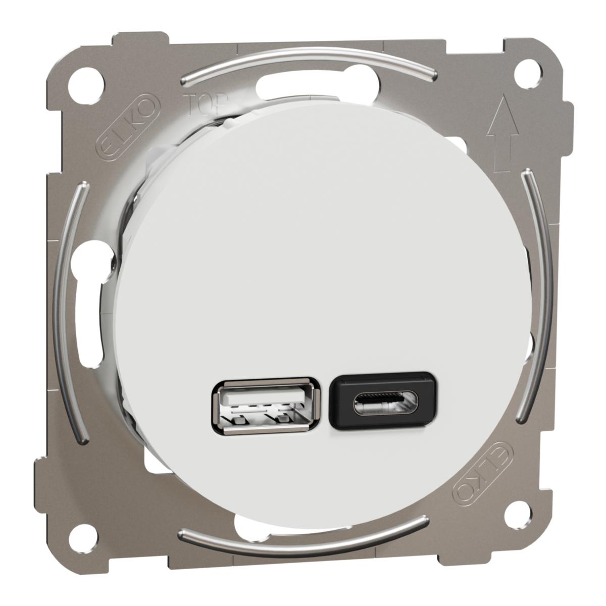 USB uttag typ A+C 21W, Elko One - USB UTTAG TYP A+C 21W ONE RV RENVIT EKO50089