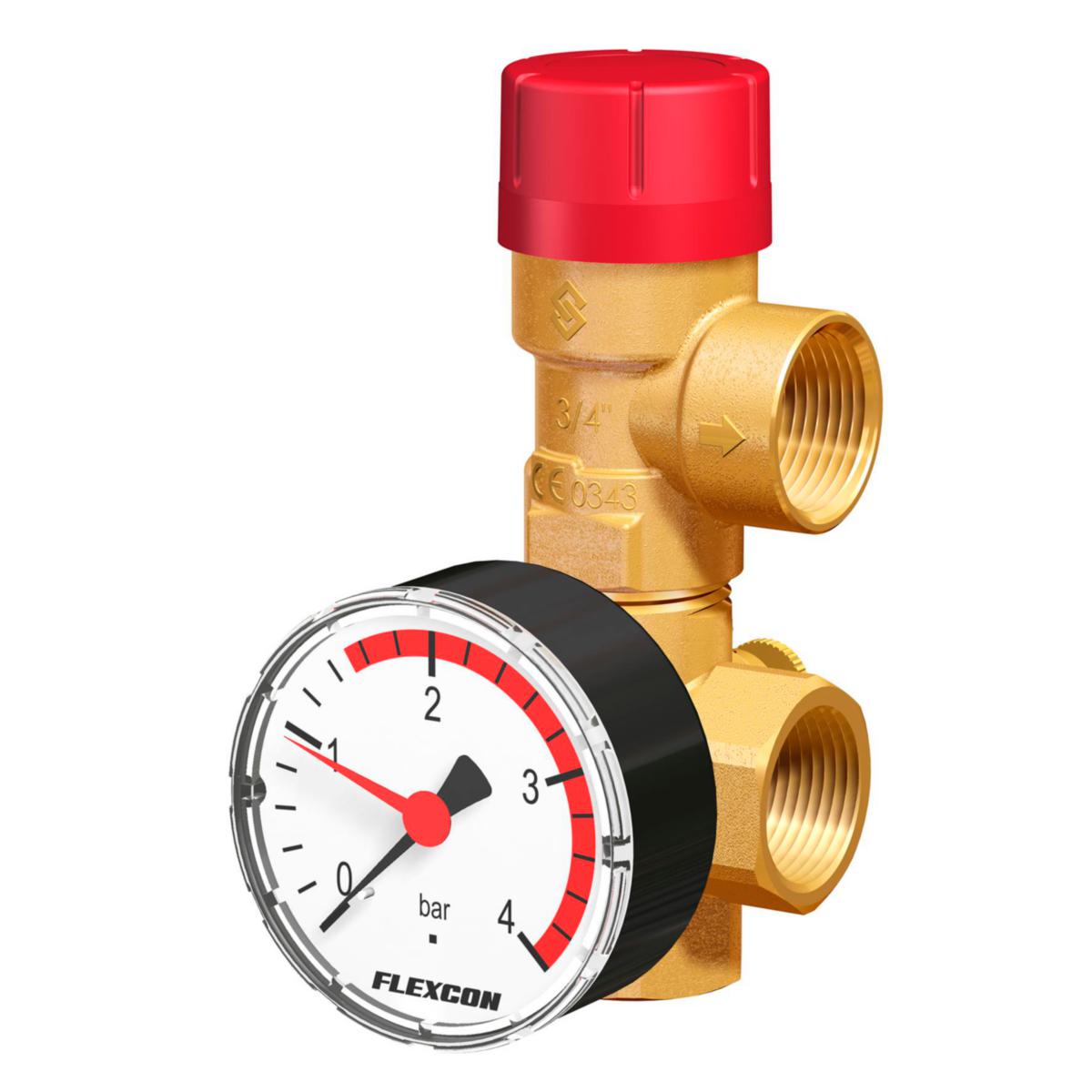 Armatursats 2-50 liter, tillbehör till expansionskärl A-Flex - FLEXCON ARMATURSATS 2-50L SÄKVENT.DN20/1.5