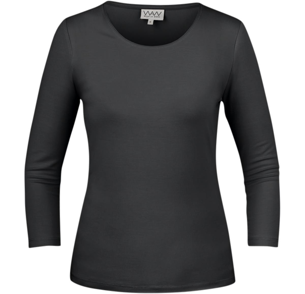 T-shirt WAW 3/4 ärm dam - T-SHIRT WEAR AT WORK W010 DAM 3/4 ÄRM SVART STL M