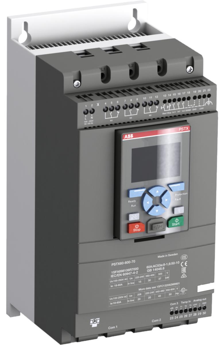 Mjukstarter PSTX30 ... PSTX1250 för 230-600V - MJUKSTART PSTX 30kW/400V 230V PSTX60-600-70