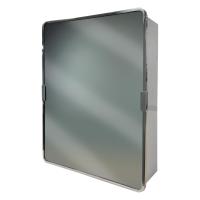 Bathroom cabinet in sheet metal with swivel mirror