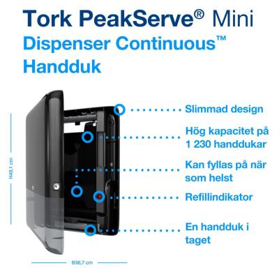 DISPENSER MINI TORK PEAKSERVE® MINI DISPENSER HANDD. H5 SVART