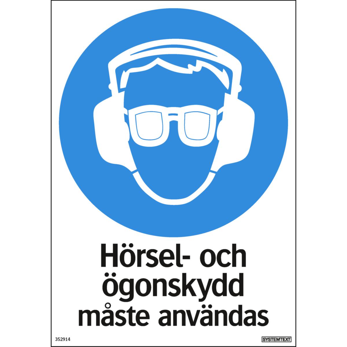 Påbudsskyltar "Utrustning" - SKYLT "ÖGON- OCH HÖRSELSKYDD" 210X297MM HÅRDPLAST