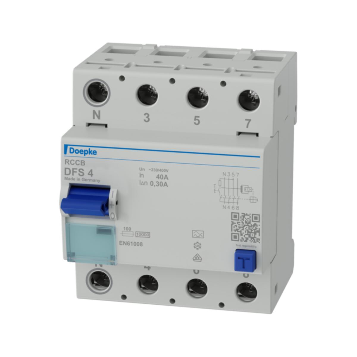 Jordfelsbrytare Typ A - JFB 4-POL 40A 300MA TYP A DFS 4 040-4/0,30-A