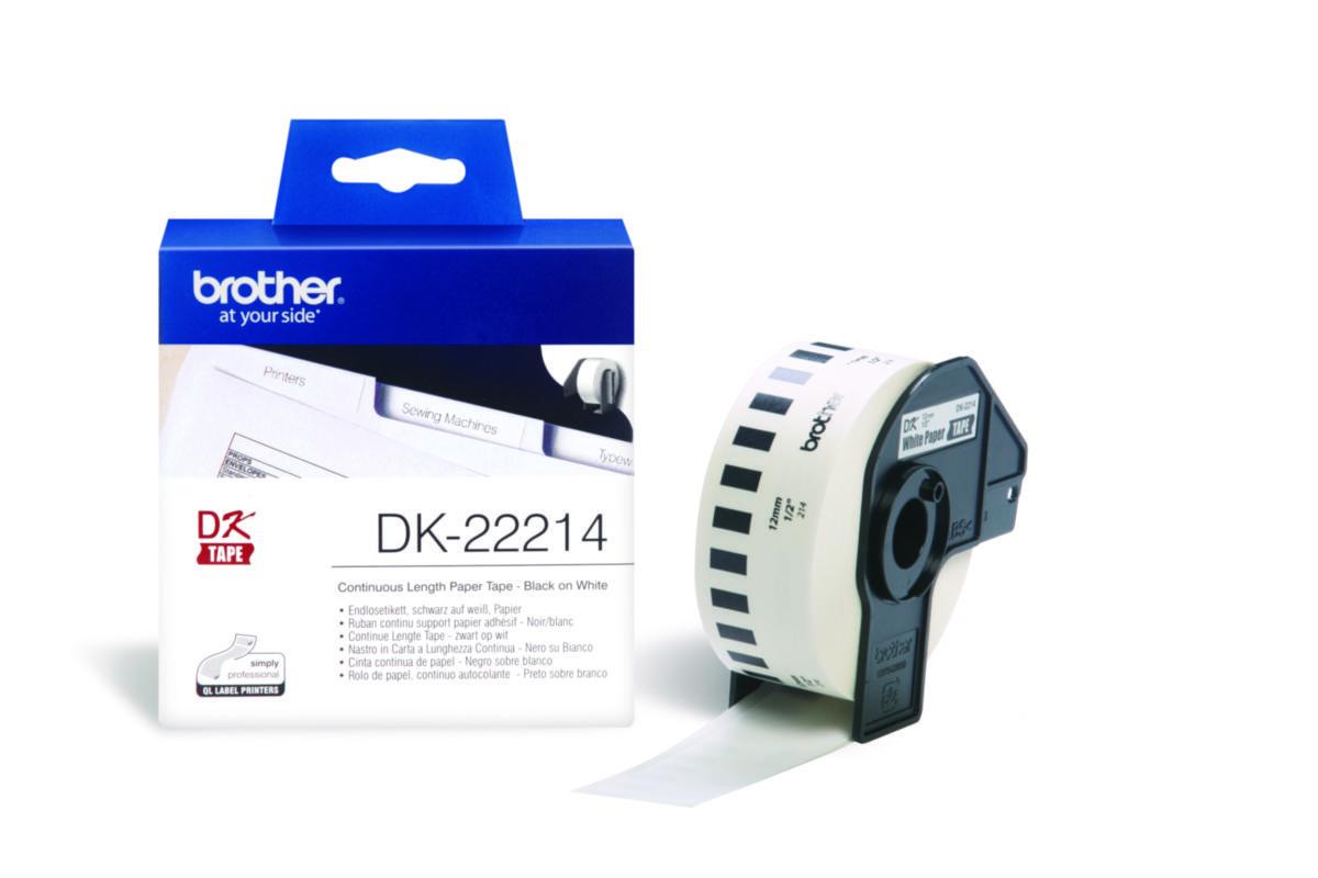 Etiketter Brother DK-22214 - ETIKETTER BROTHER DK22214 12MM X 30M VIT