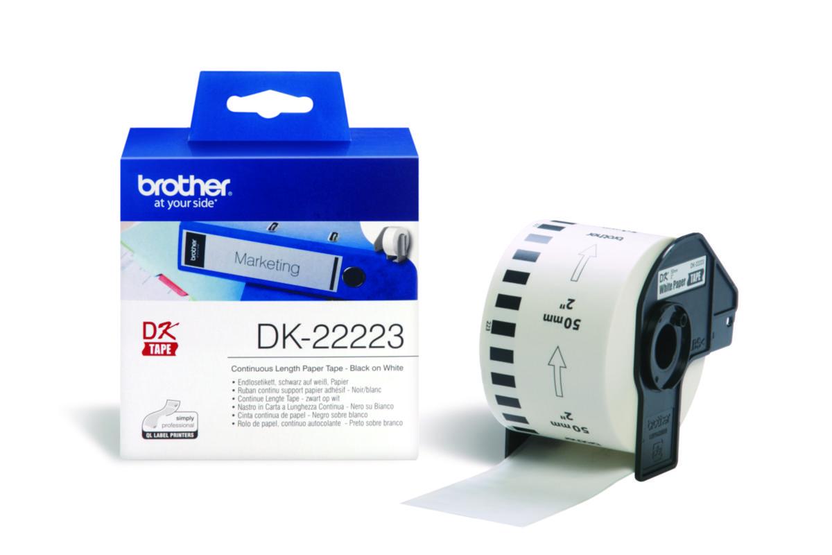 Etiketter Brother DK-22210/22223 - ETIKETTER BROTHER DK22223 50MM X 30M VIT
