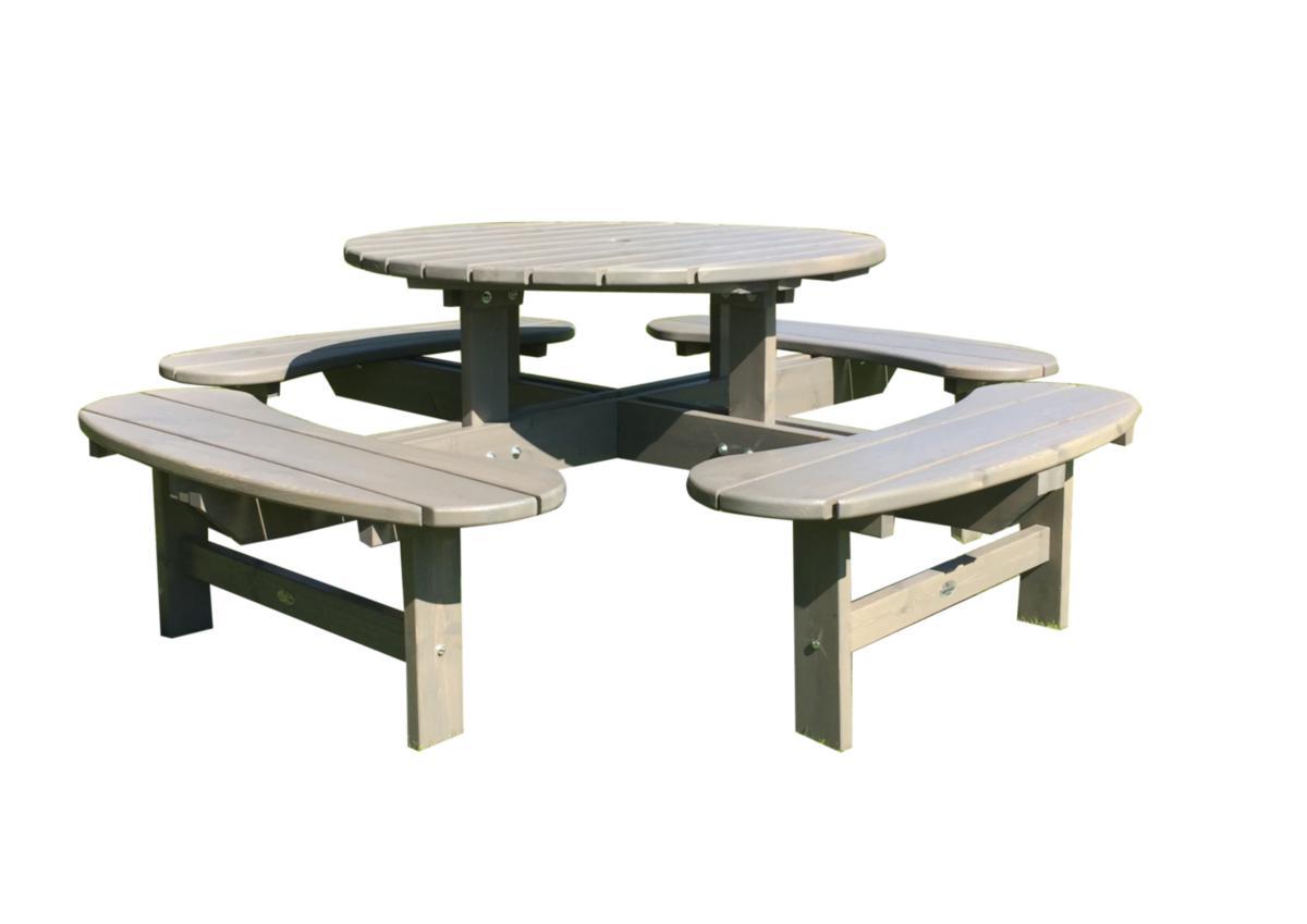 Bänkbord, Ø 200 cm, Rondo - BÄNKBORD RONDO Ø200 CM TRÄ GRÅ