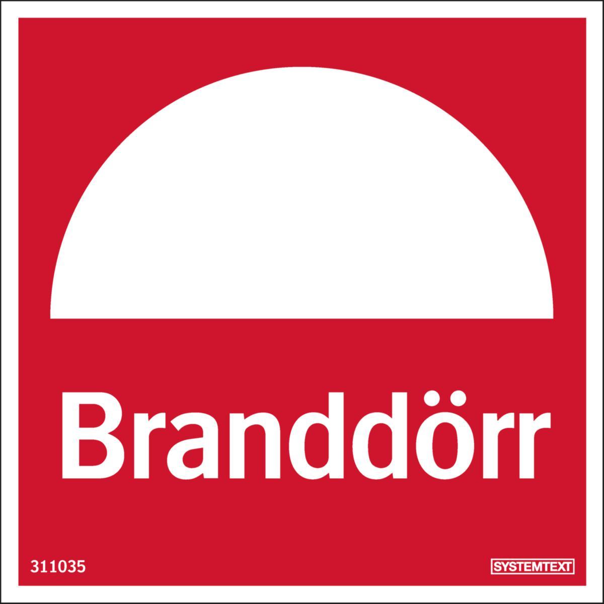 Färgefterlysande "brandskyltar AFS" Supernova® - SKYLT "BRANDDÖRR" 100X100 MM H 100X100 MM HÅRDPLAST