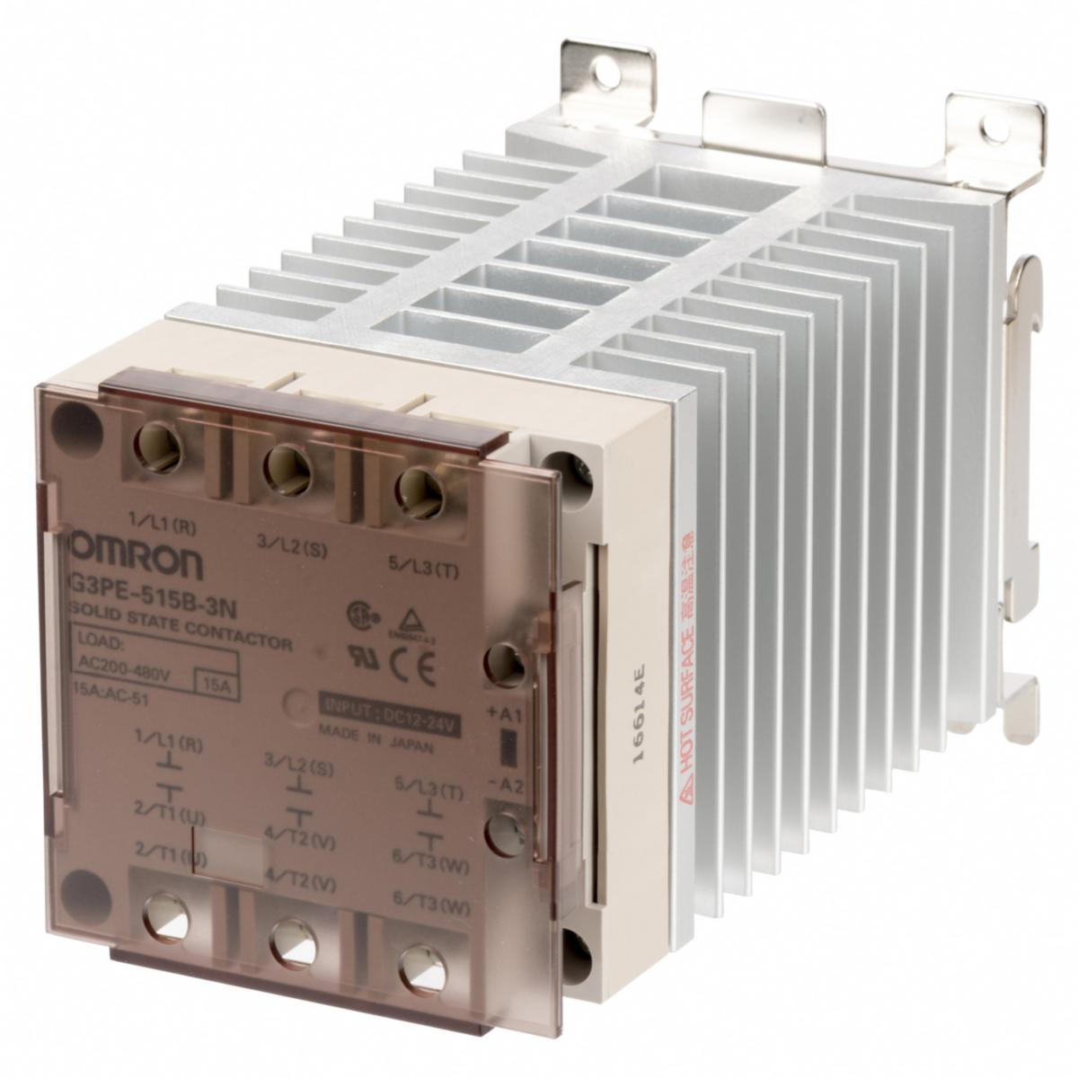 Halvledarrelä G3PE - HALVLEDARRELÄ 3F 15A 400VAC G3PE-515B-3N 12-24VDC